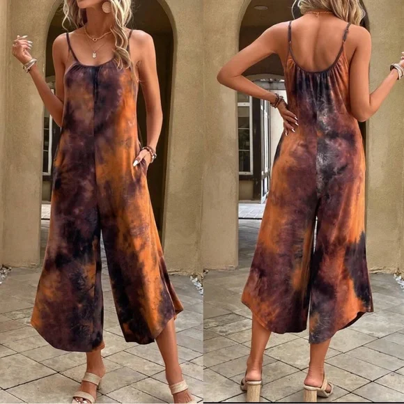 Tie dye vibrant Wide Leg Cami Jumpsuit - Picture 2 of 2